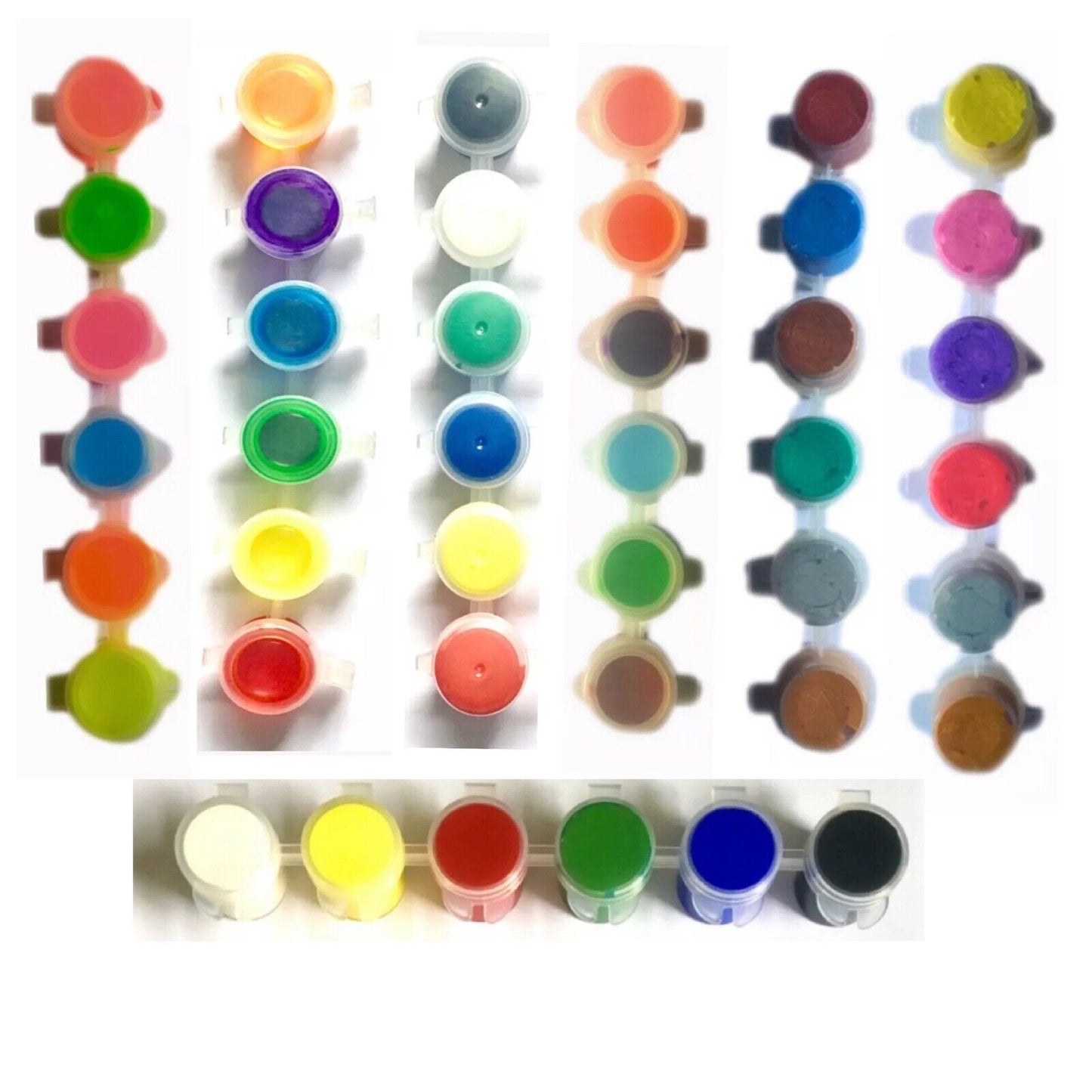 1x Set of 6 Mini Acrylic Paint Pots with Brush - 9 Colour Sets to Choose