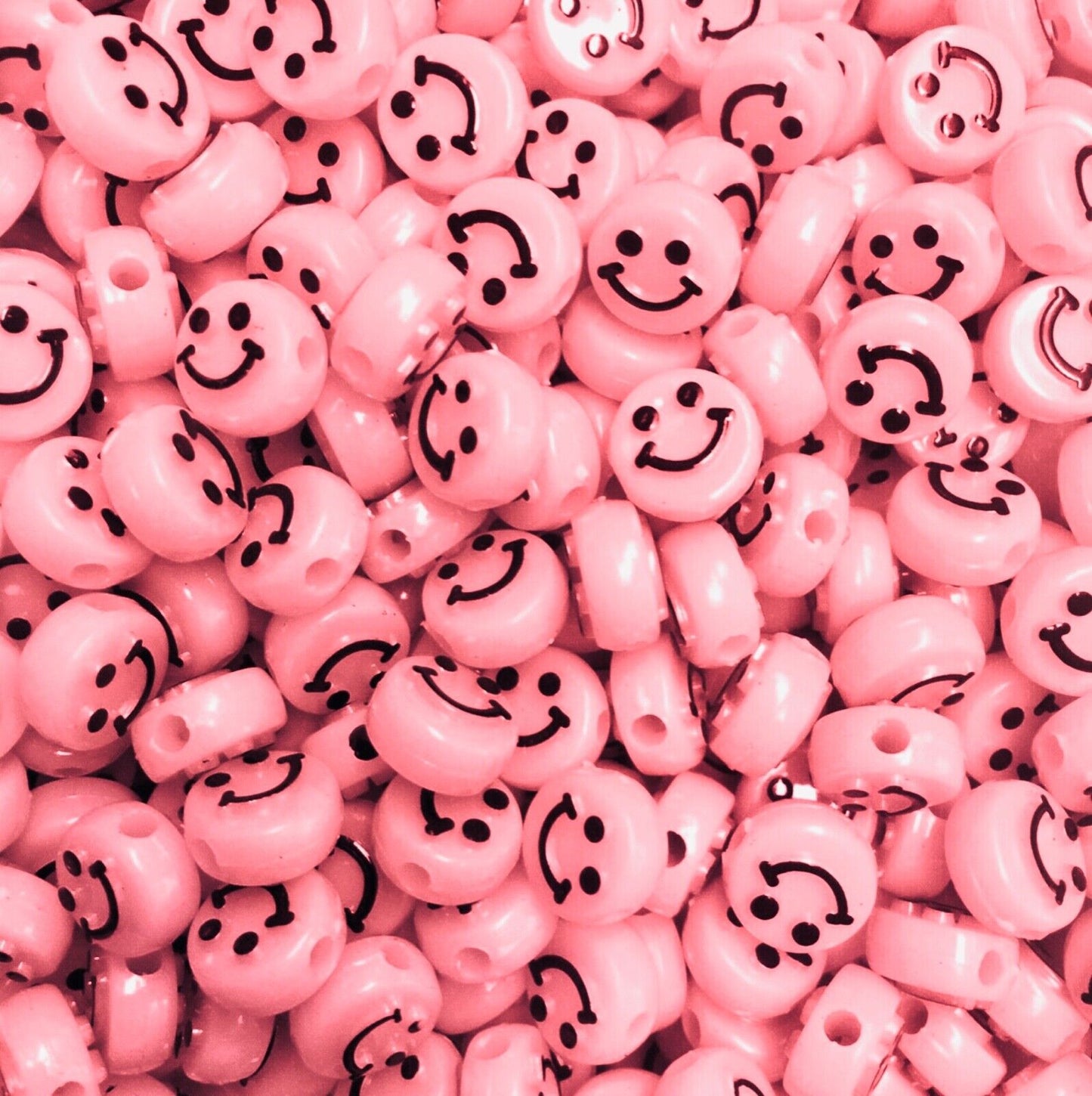 100x Smiling Beads Flat Round Disc 10mmx5mm for Jewellery Making -Pick Your Colour