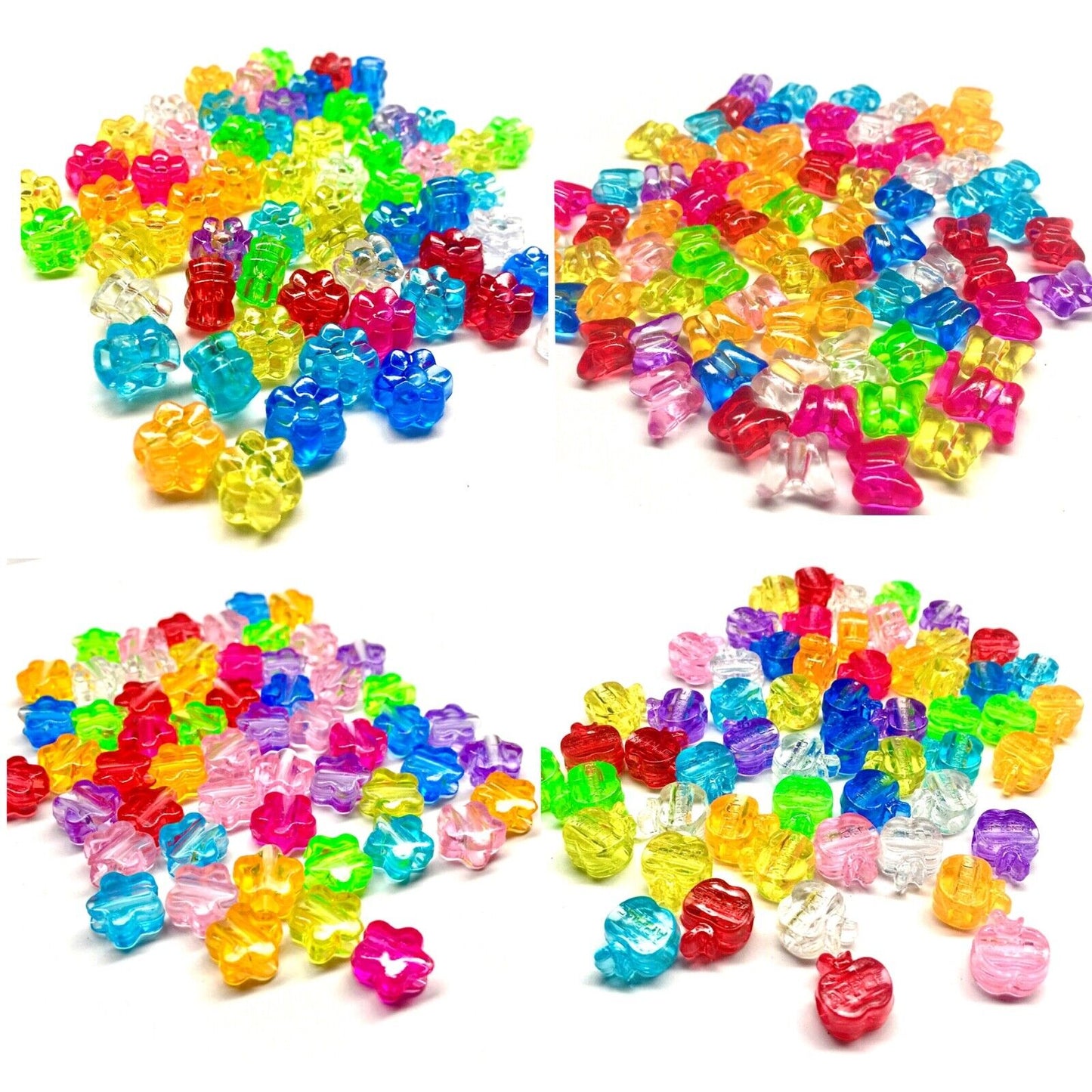 100x Large Hole Crystal Acrylic Multicolour Beads - Choose your Shape