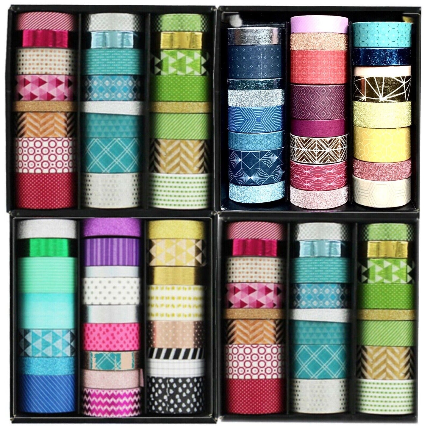 8x Roll Multi Colour Mix Sizes Mix Design Patterned Washi Tape