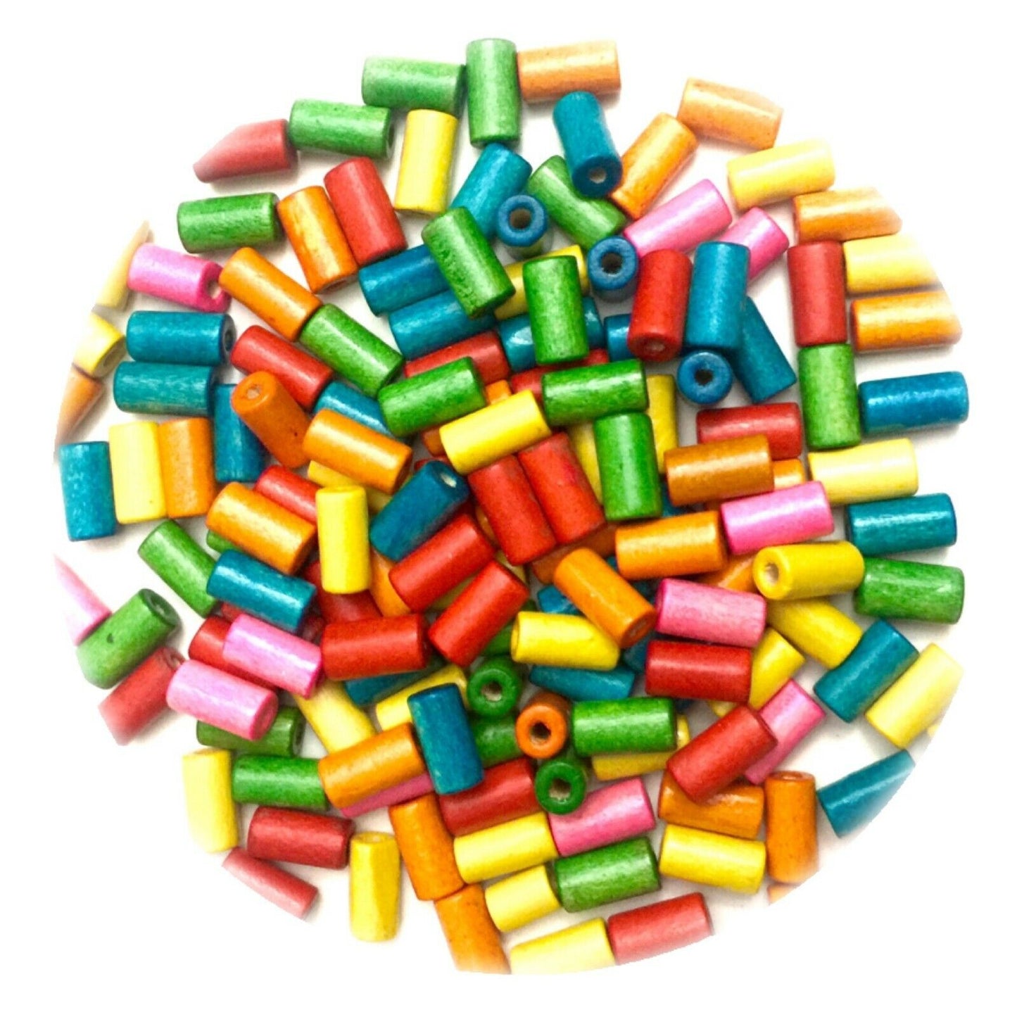 100x Wooden Tube Beads - Choose Your Colour