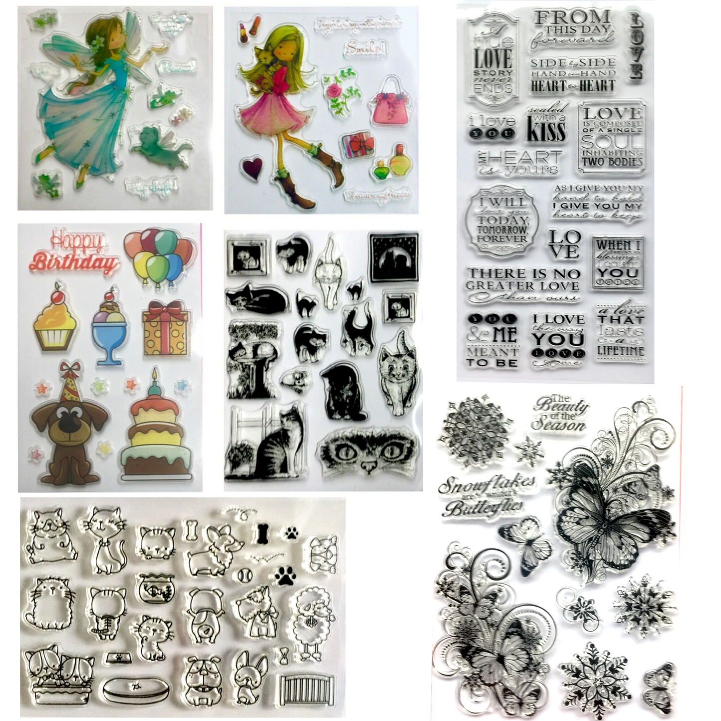 Card Making Scrapbooking Silicon Clear Stamp Set - Pick your Design