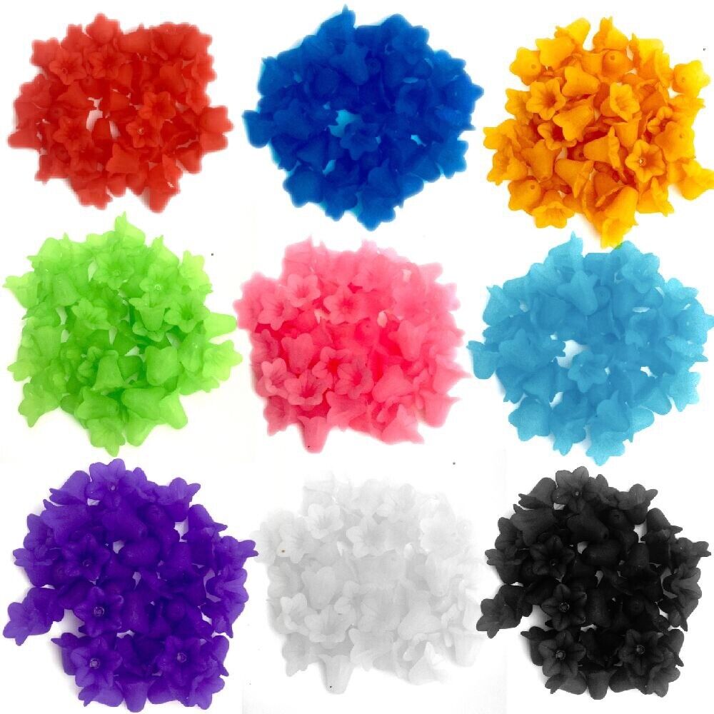 30x Large Frosted or Opaque Acrylic Flower Bead Caps 17x12mm - Pick Your Colour
