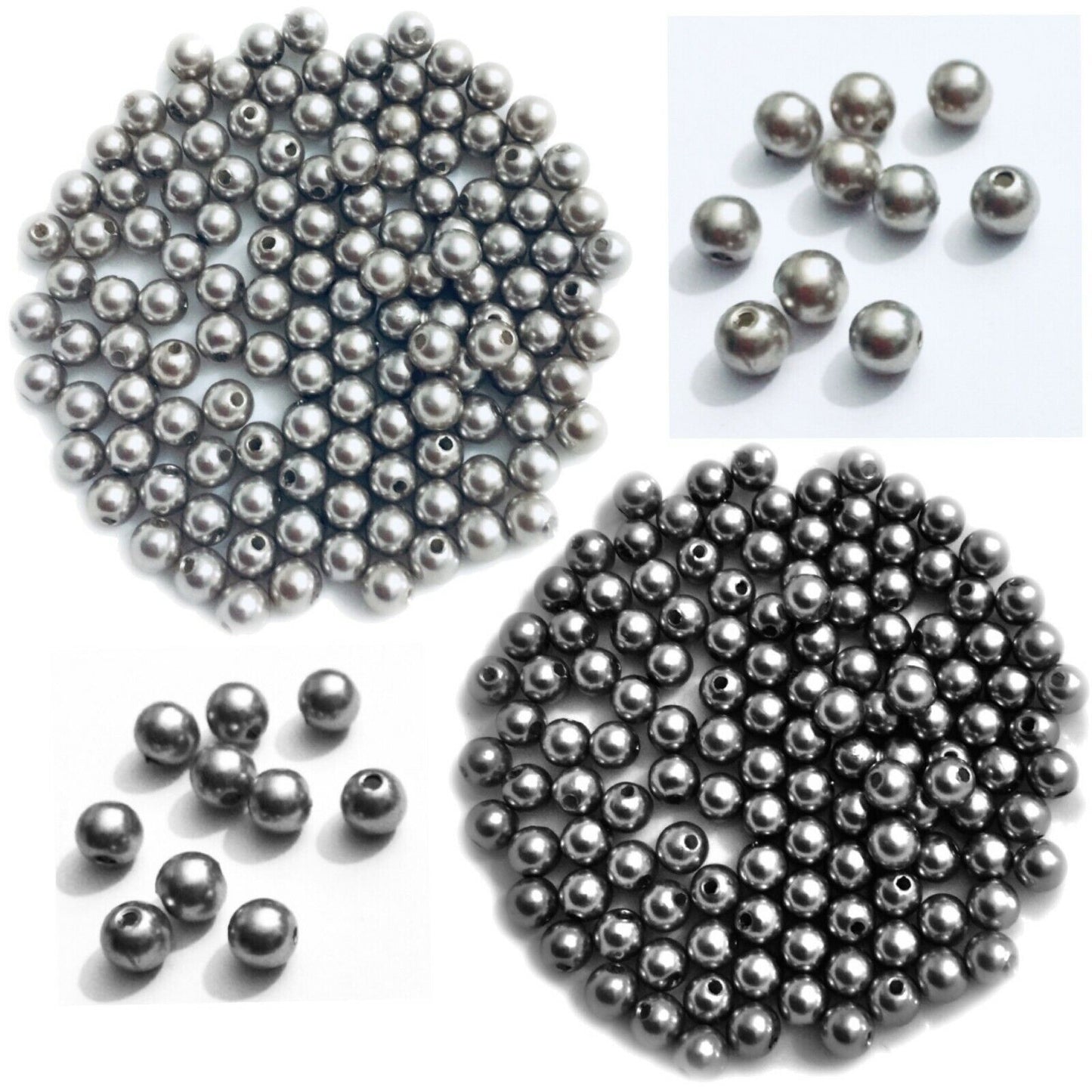 200x Silver or Gunmetal 6mm Acrylic Spacer Beads 12x7mm
