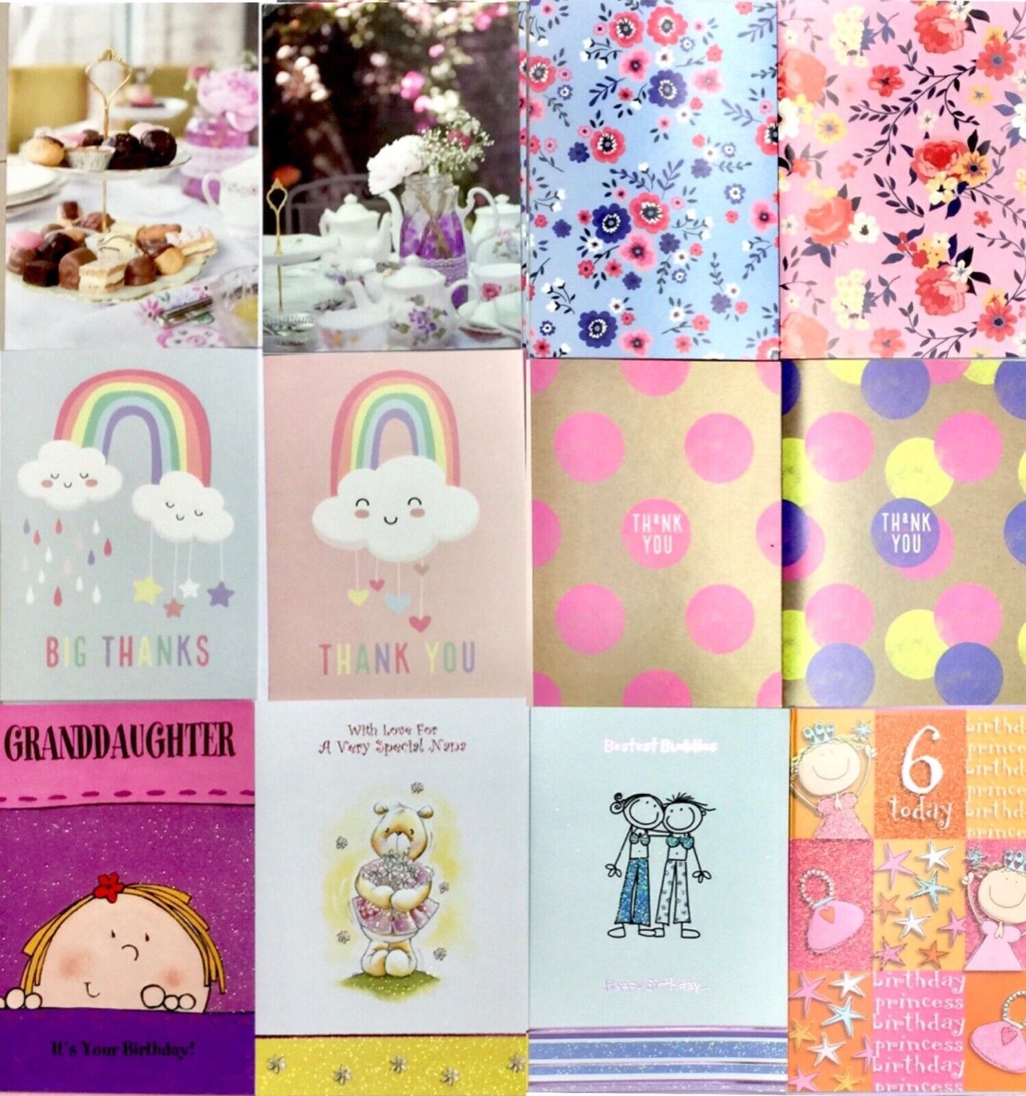 Pack of 12 Mix Greeting Cards for Most Occassions - Pick Your Design Set