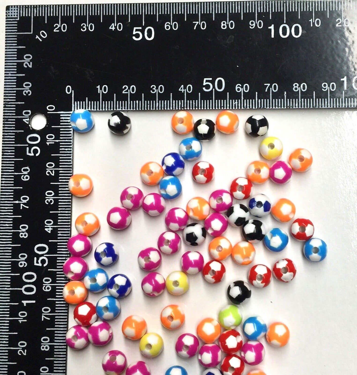 50x/100x Soccer Ball Acrylic Beads for Jewellery Making - 12mm or 8mm