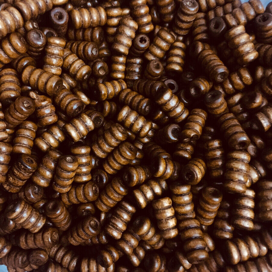 100x Curvy Spiralled Wooden Tube Beads 12x7mm