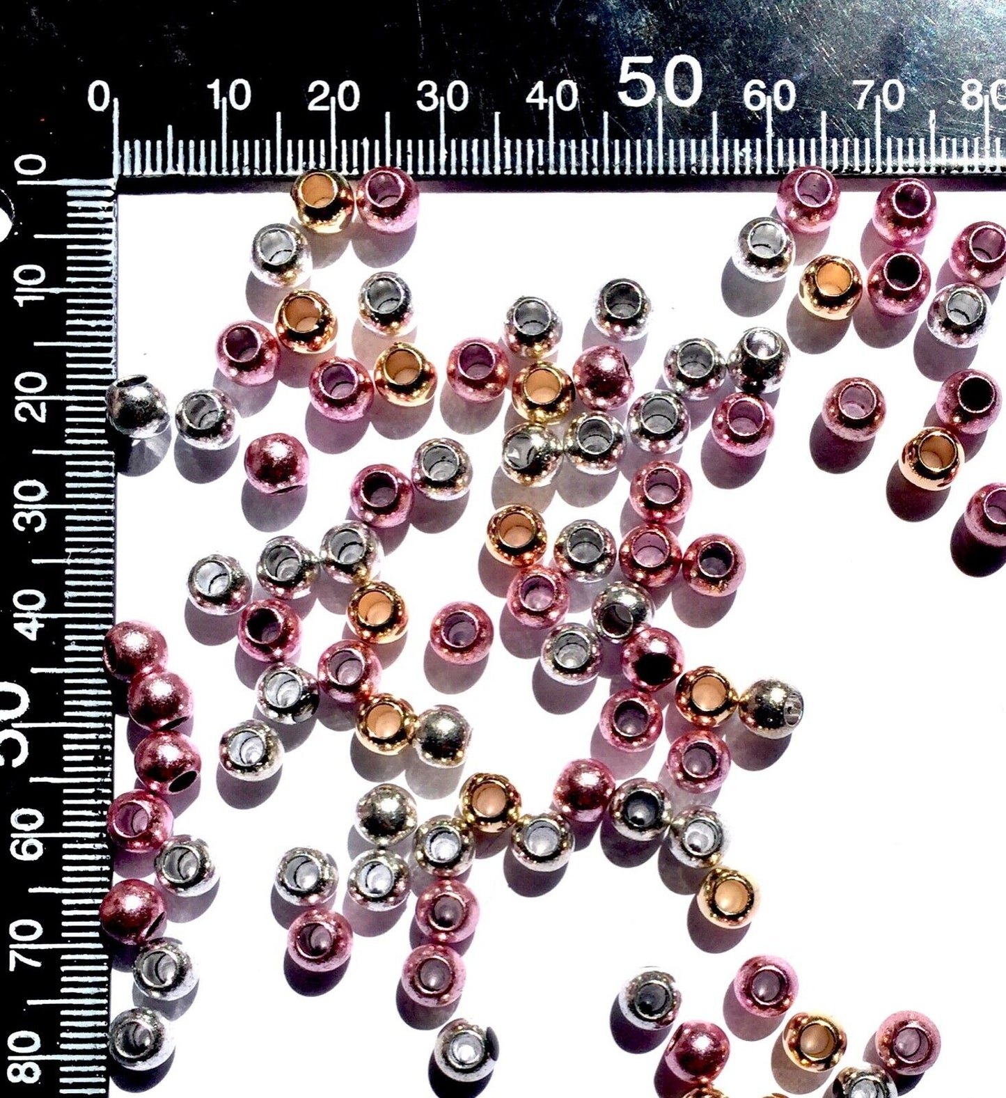 150x Large Hole 6mm Metallic Acrylic Spacer Beads for Jewellery Making