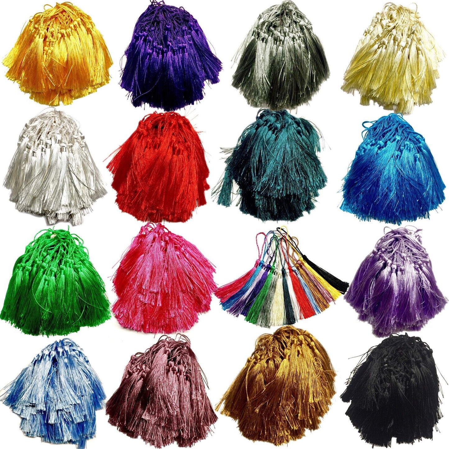 10x Satin Feel Colourful 13cm Tassels for Jewellery or Craft Making