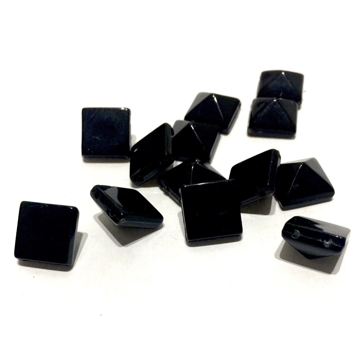 100x Pyramid 10x10mm 2 Hole Flat Back Acrylic Beads for Crafting -Pick Ur Colour