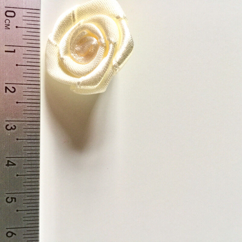 20x Handmade 20mm Satin Rose Flower Ribbon Decoration Applique -Pick Your Colour