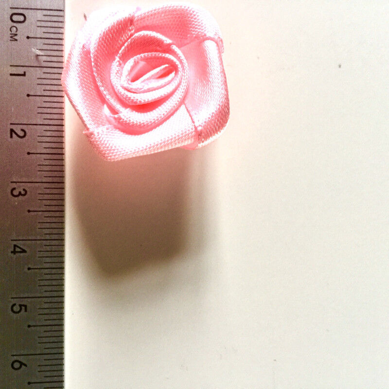 20x Handmade 20mm Satin Rose Flower Ribbon Decoration Applique -Pick Your Colour
