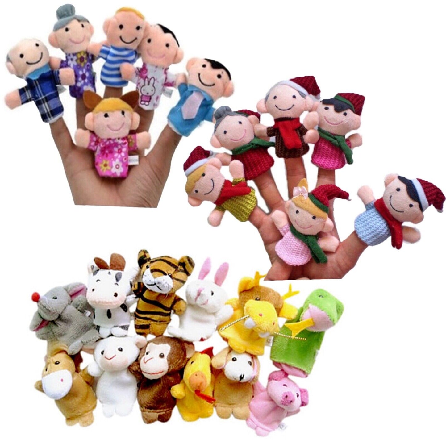 12x or 10x Cute Animals Finger Puppet Educational Learning Fun