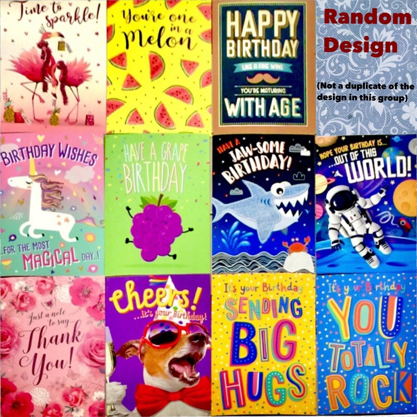 Pack of 12 Mix Greeting Cards for Most Occassions - Pick Your Design Set