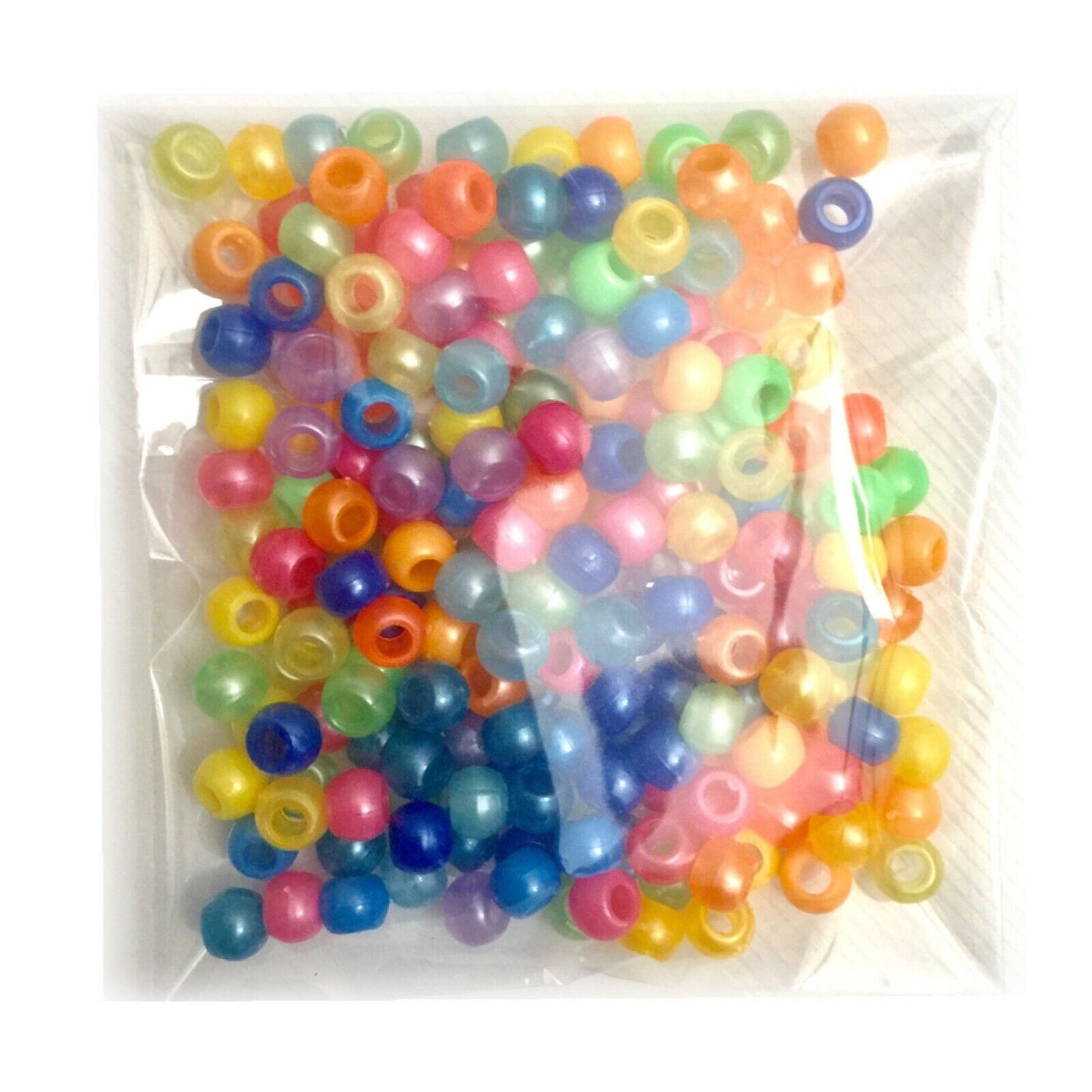 200x Mix Coloured Acrylic Pony Beads - Choose Between Glitter, Opaque, Metallic