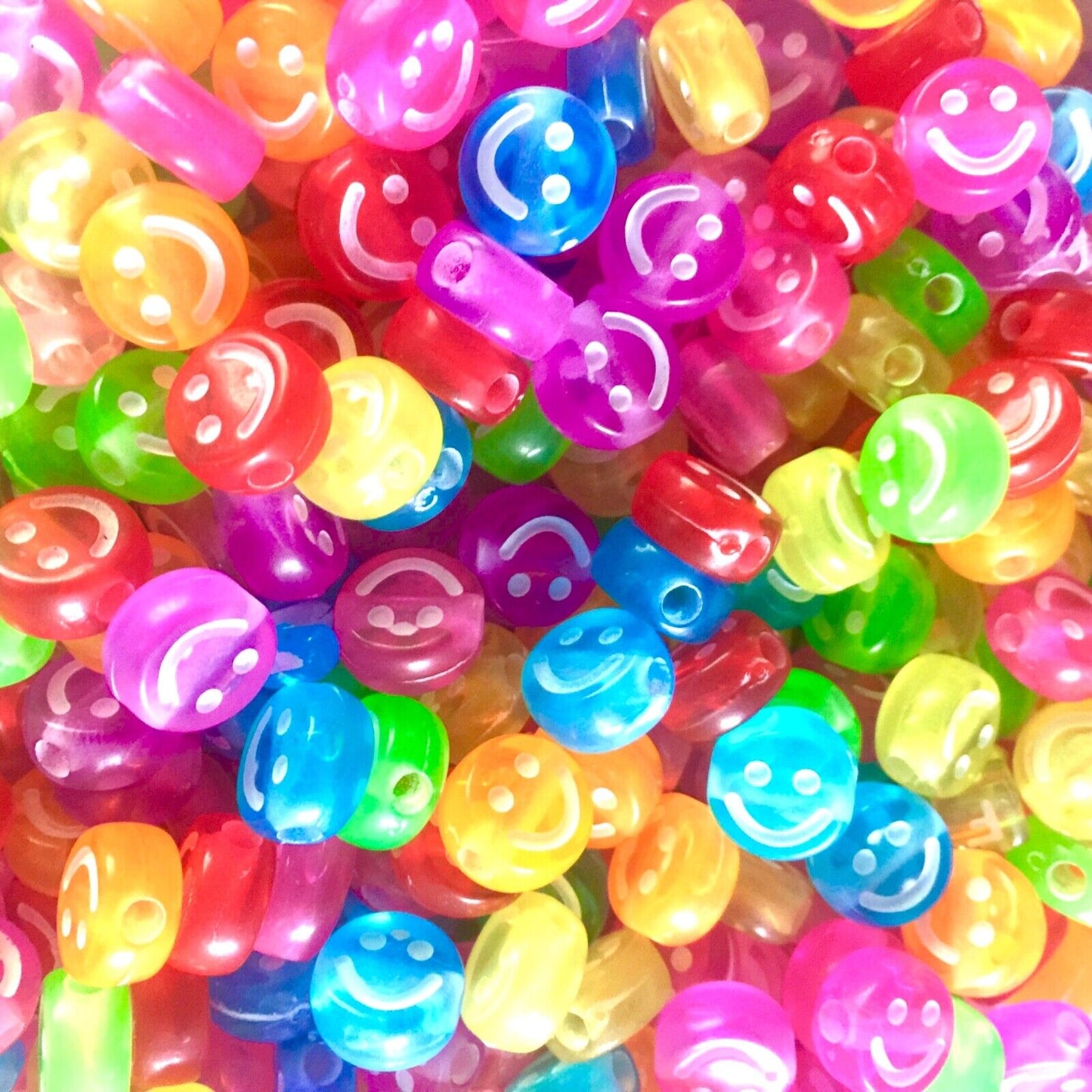 50x Smiling Flat Round Disc Beads 10mmx5mm for Jewellery Making