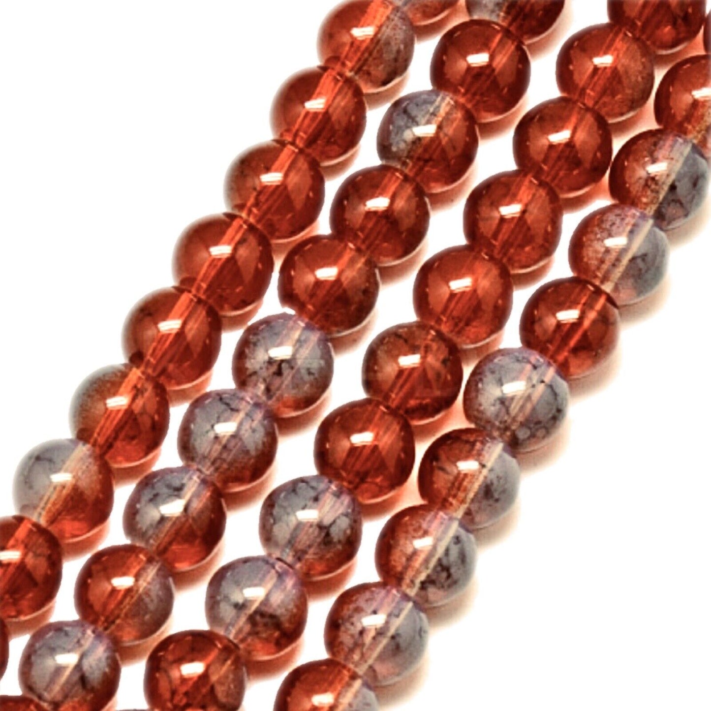 130 pcs 1x Strand Baking Painted 6mm Glass Beads for Jewellery Making Craft