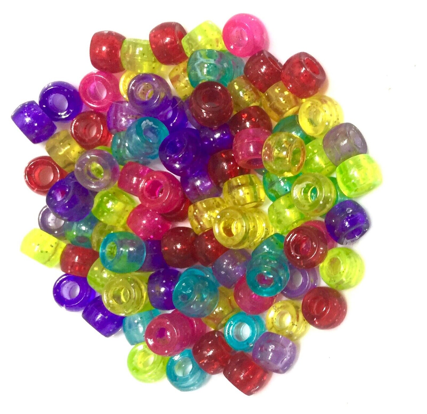 200x Mix Coloured Acrylic Pony Beads - Choose Between Glitter, Opaque, Metallic