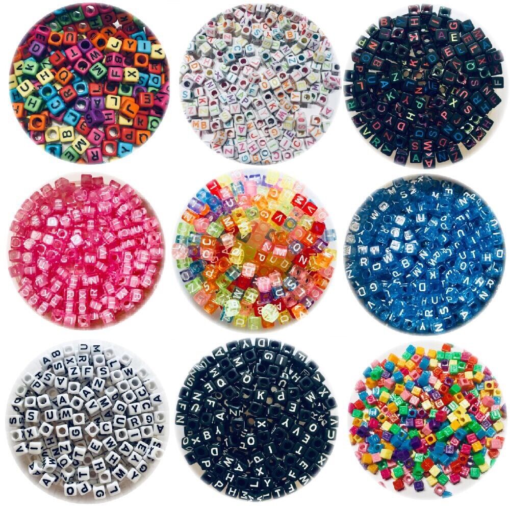 200x Cube Letter Acrylic Beads for Jewellery Making - Pick Your Colour