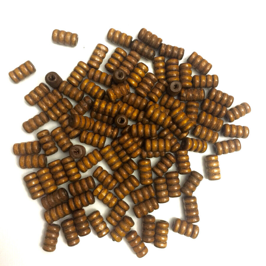 100x Curvy Spiralled Wooden Tube Beads 12x7mm