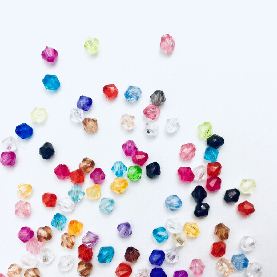 1000pcs Multi Colour Small 4mm Acrylic Bicone Beads