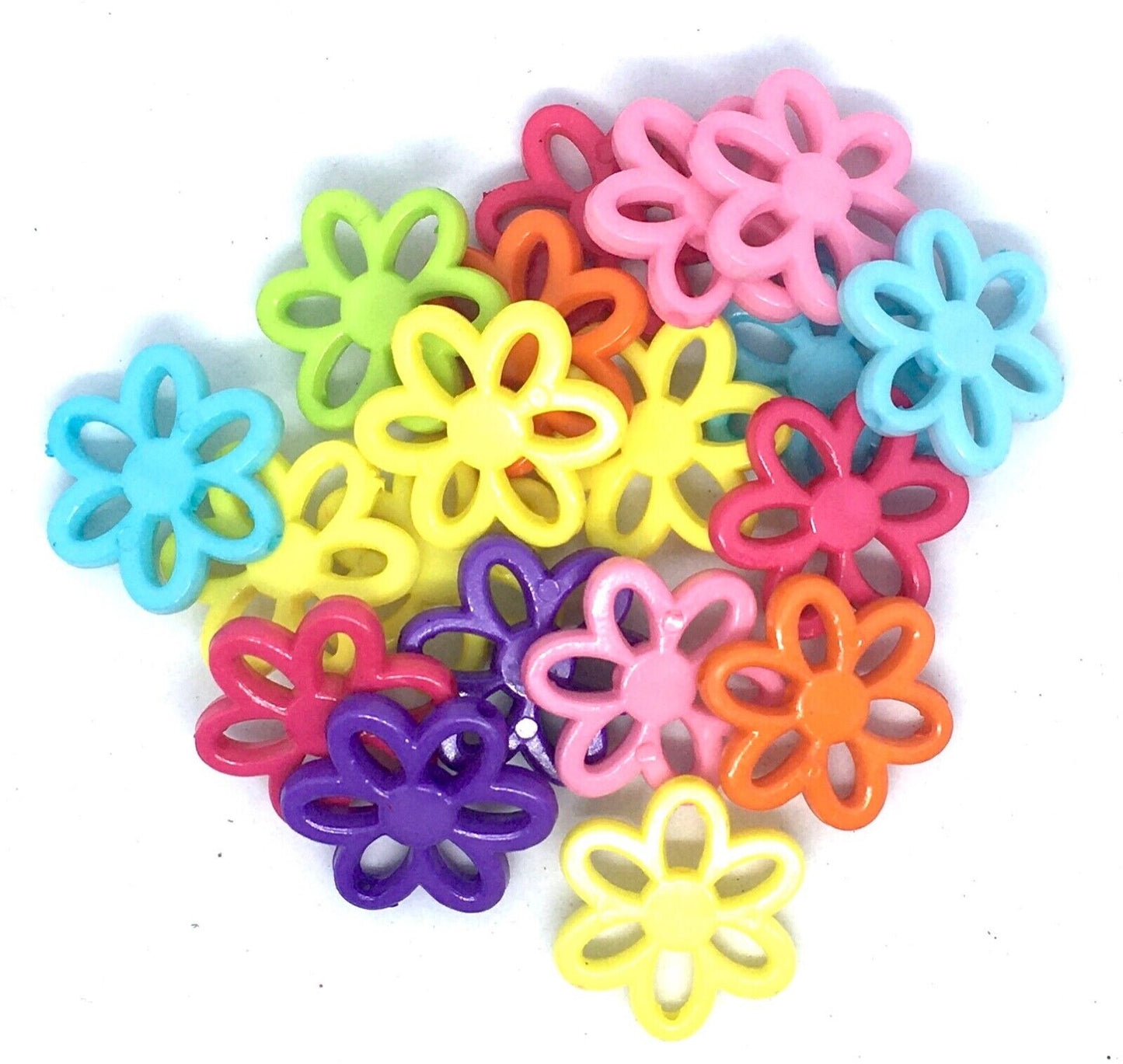 30x Multi Colour Large 25mm Flower Acrylic Charm Beads for Jewellery Making