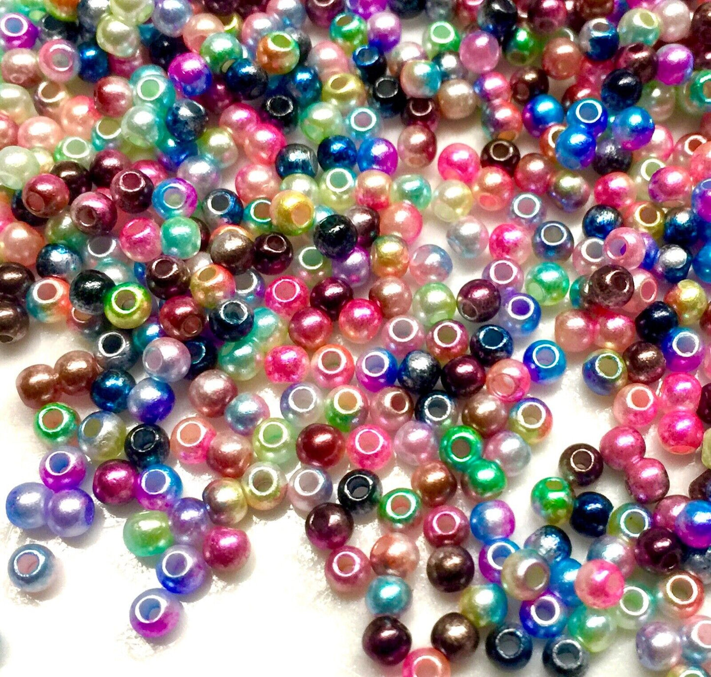 1000x Tiny 3mm Acrylic Faux Pearl Beads for Jewellery Making - Pick Your Colour