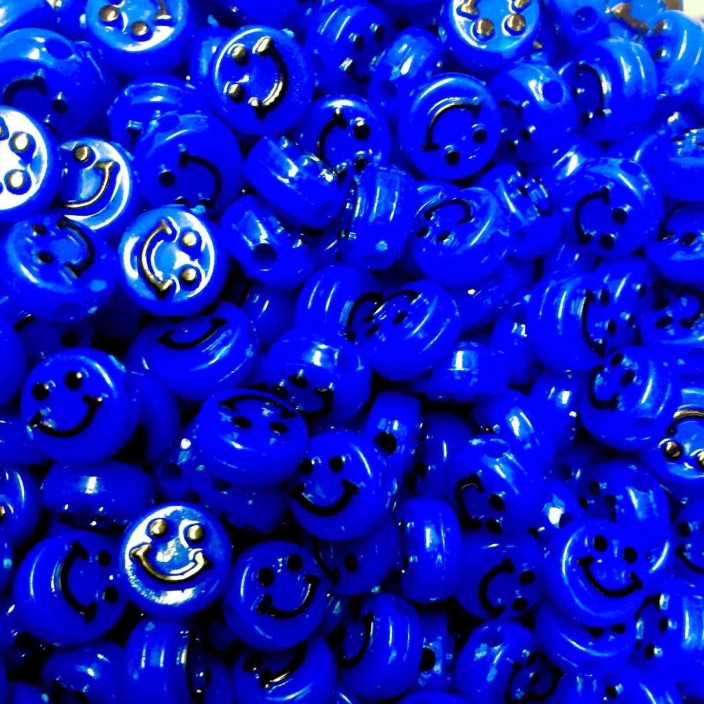 100x Smiling Beads Flat Round Disc 10mmx5mm for Jewellery Making -Pick Your Colour