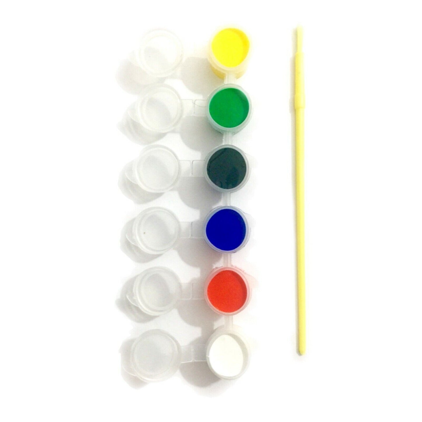 1x Set of 6 Fabric/Textile Mini Paint Pots with Brush - 3 Colour Sets to Choose
