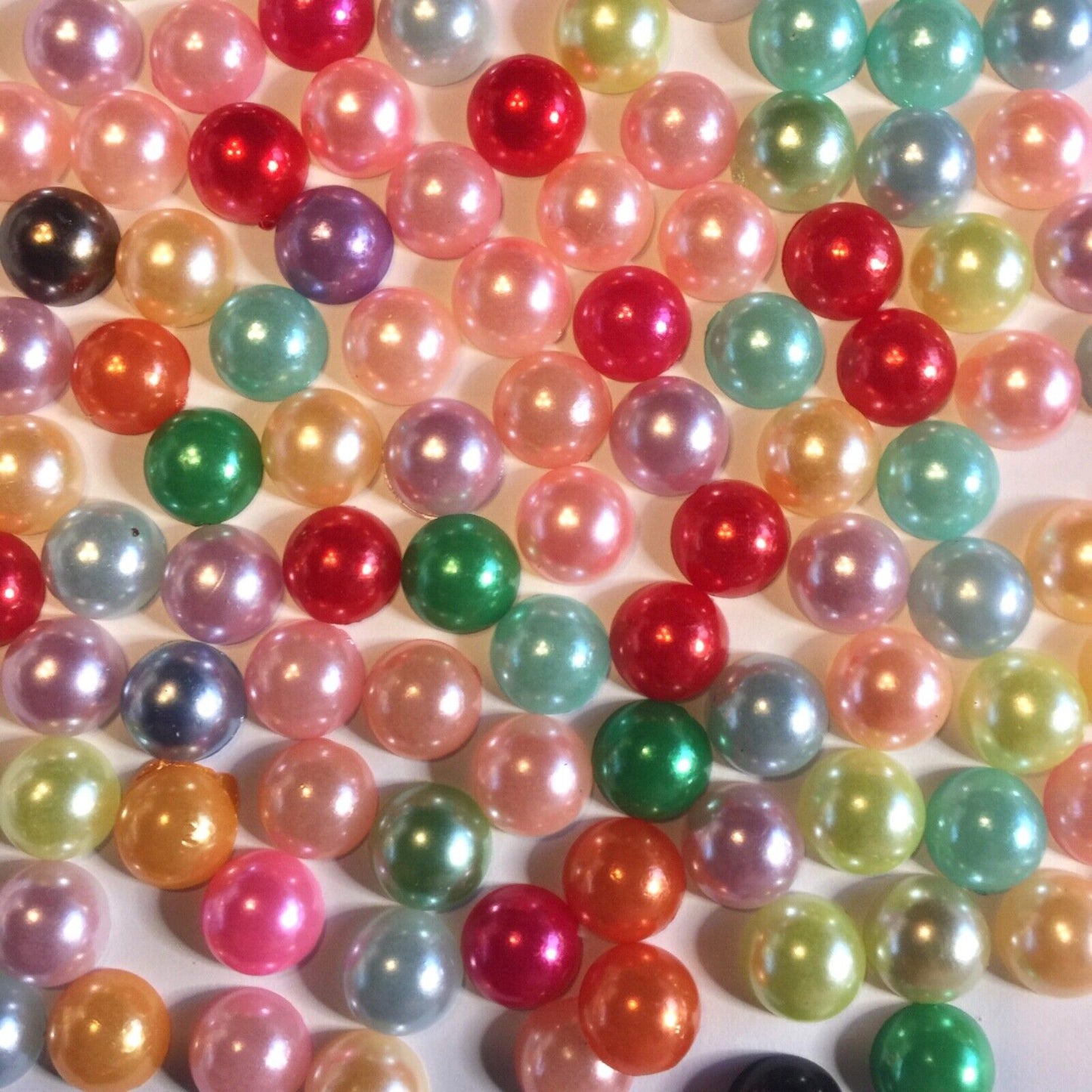 200x Half Pearl 8mm Flat-back Resin Beads - Choose Your Colour
