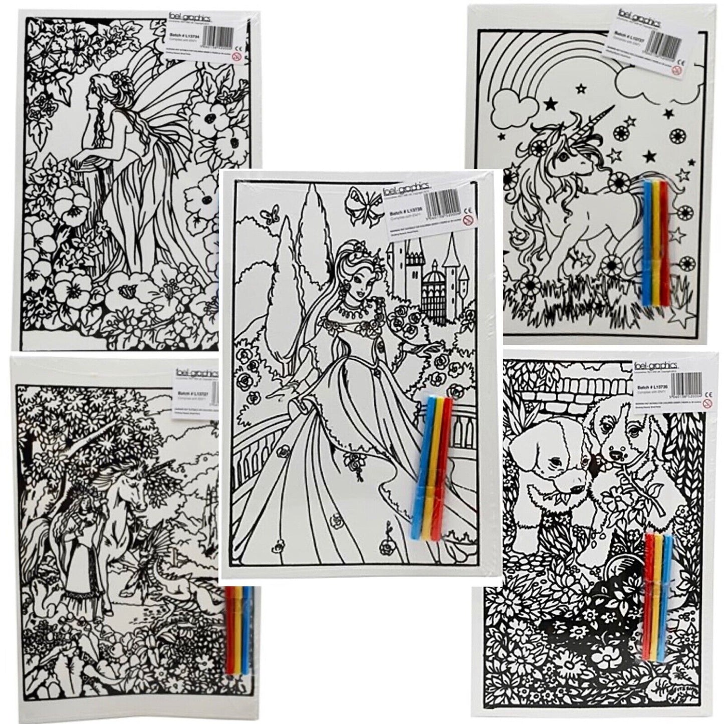 1x Big A3 Colouring Board with Free Fibre Pens and Crayons - Choose your Design