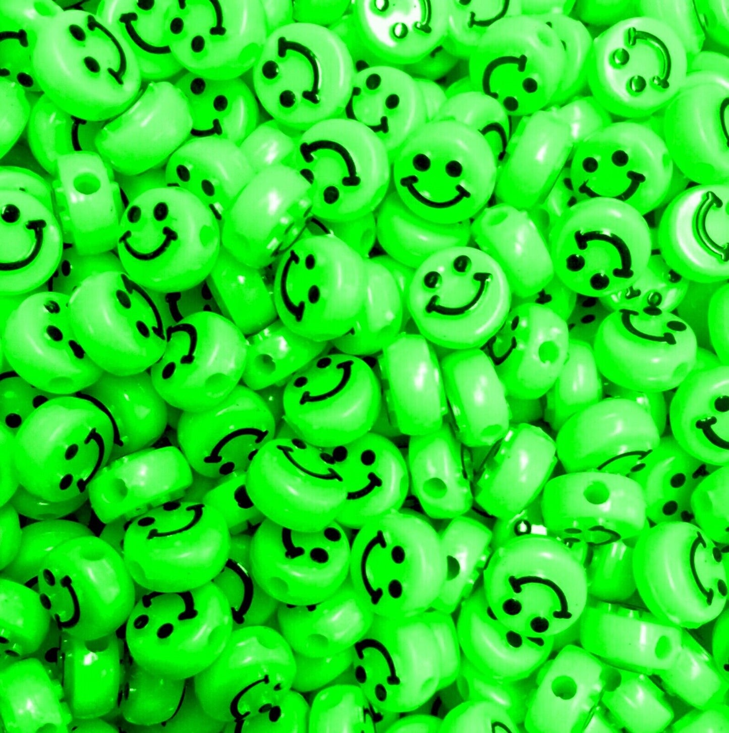 100x Smiling Beads Flat Round Disc 10mmx5mm for Jewellery Making -Pick Your Colour