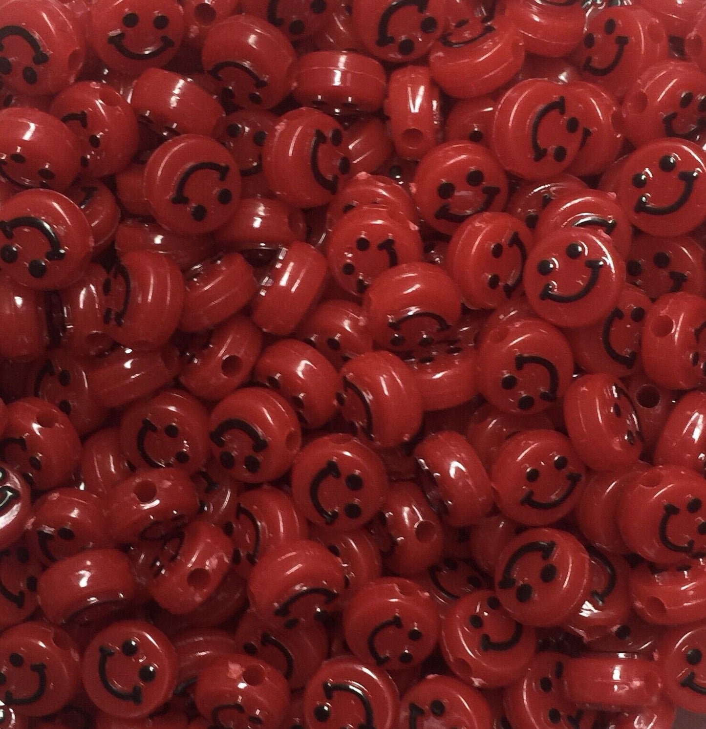 100x Smiling Beads Flat Round Disc 10mmx5mm for Jewellery Making -Pick Your Colour