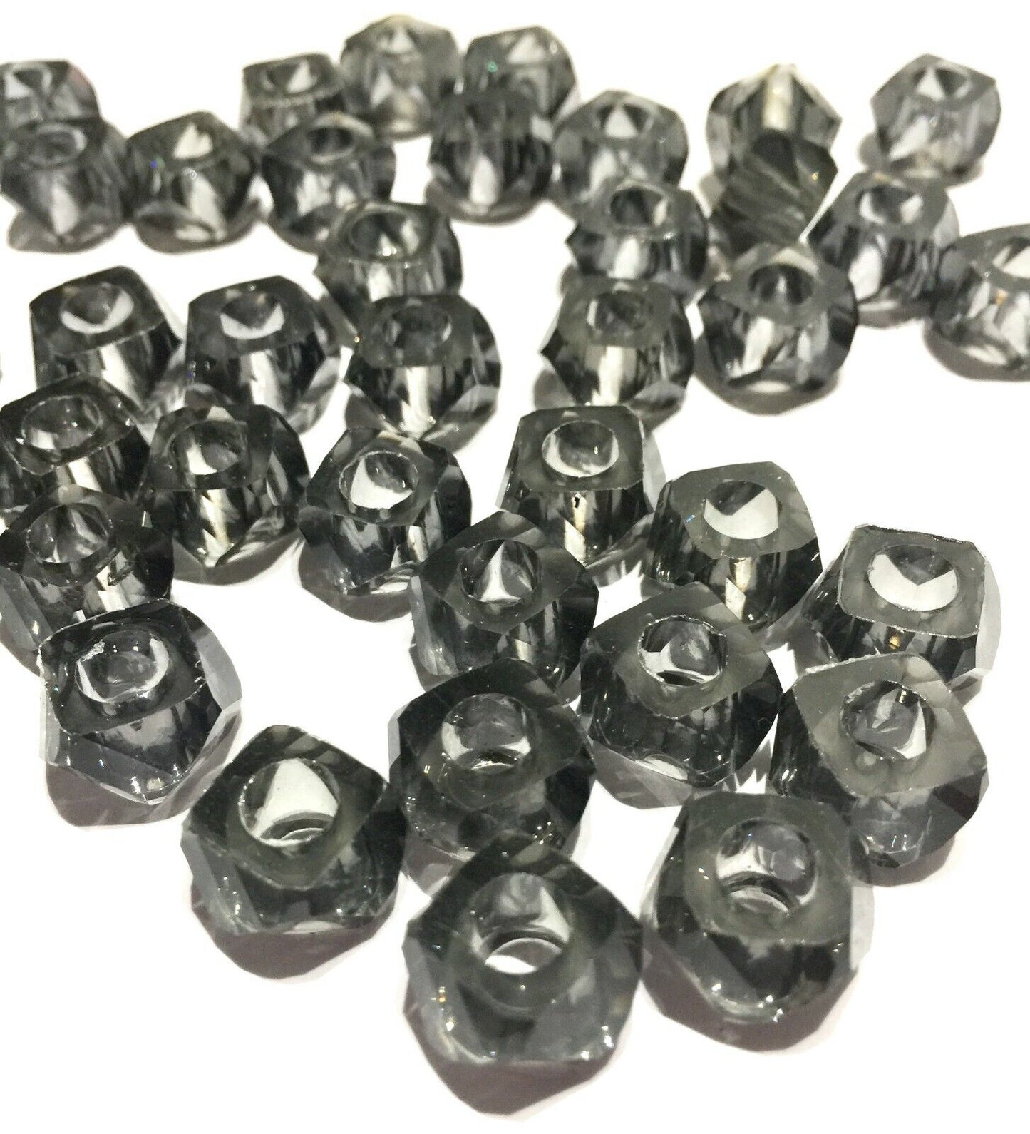 25x Large Hole Faceted 8MMx13mm Acrylic Beads for Jewellery Making