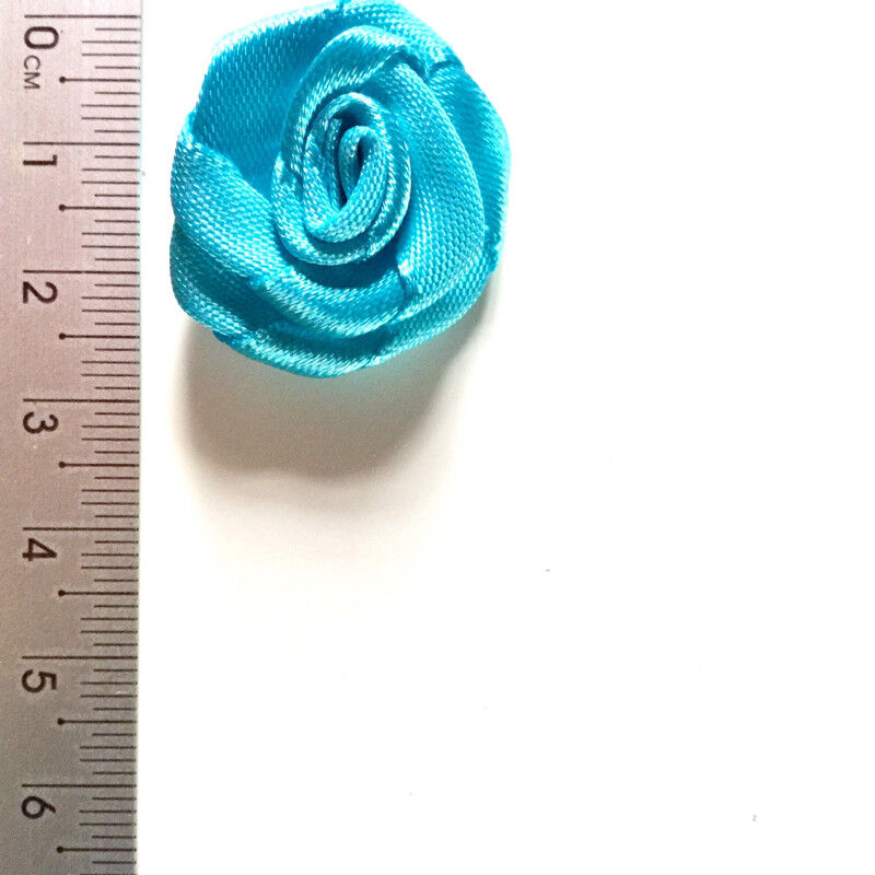 20x Handmade 20mm Satin Rose Flower Ribbon Decoration Applique -Pick Your Colour