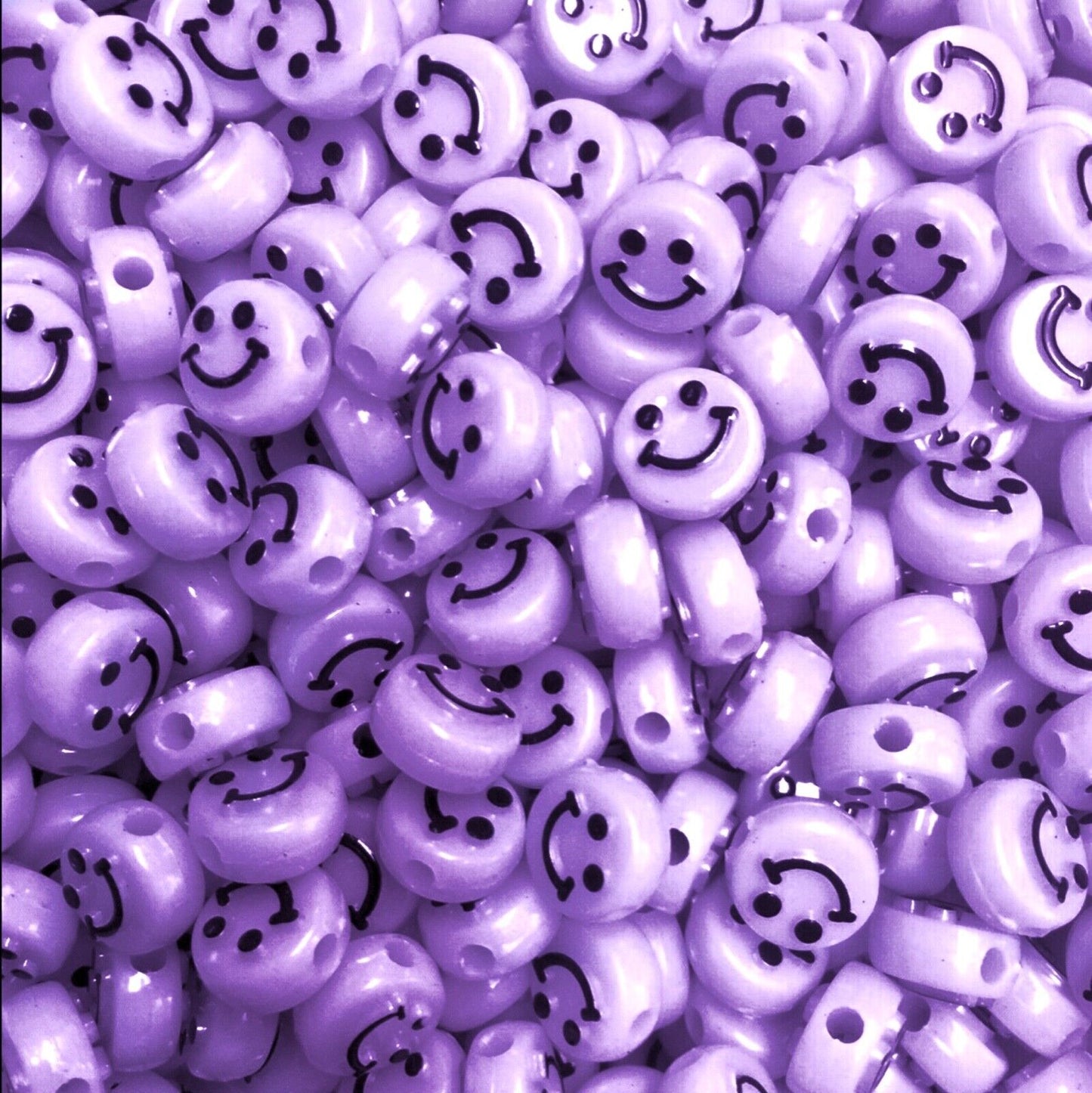 100x Smiling Beads Flat Round Disc 10mmx5mm for Jewellery Making -Pick Your Colour