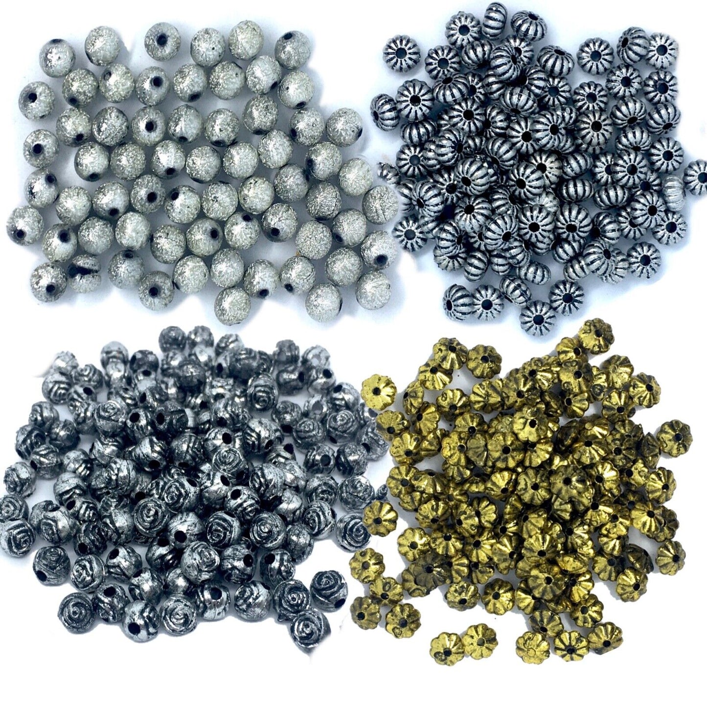 100x Antique Silver Gold Tibetan Style Acrylic Spacer Beads for Jewellery Making