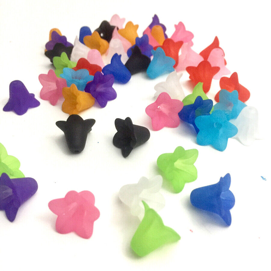 30x Large Frosted or Opaque Acrylic Flower Bead Caps 17x12mm - Pick Your Colour