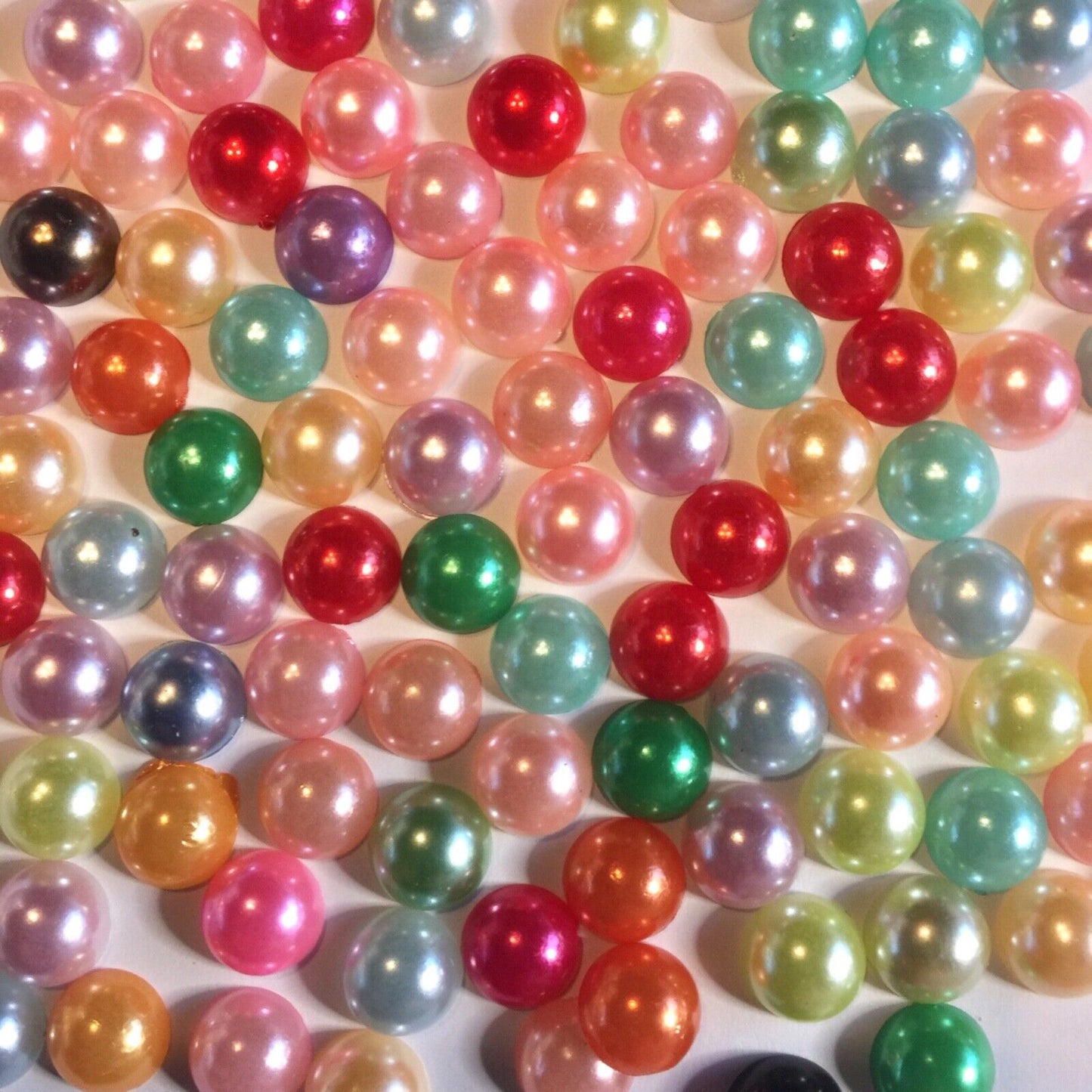 200x Half Pearl 8mm Flat-back Resin Beads - Choose Your Colour