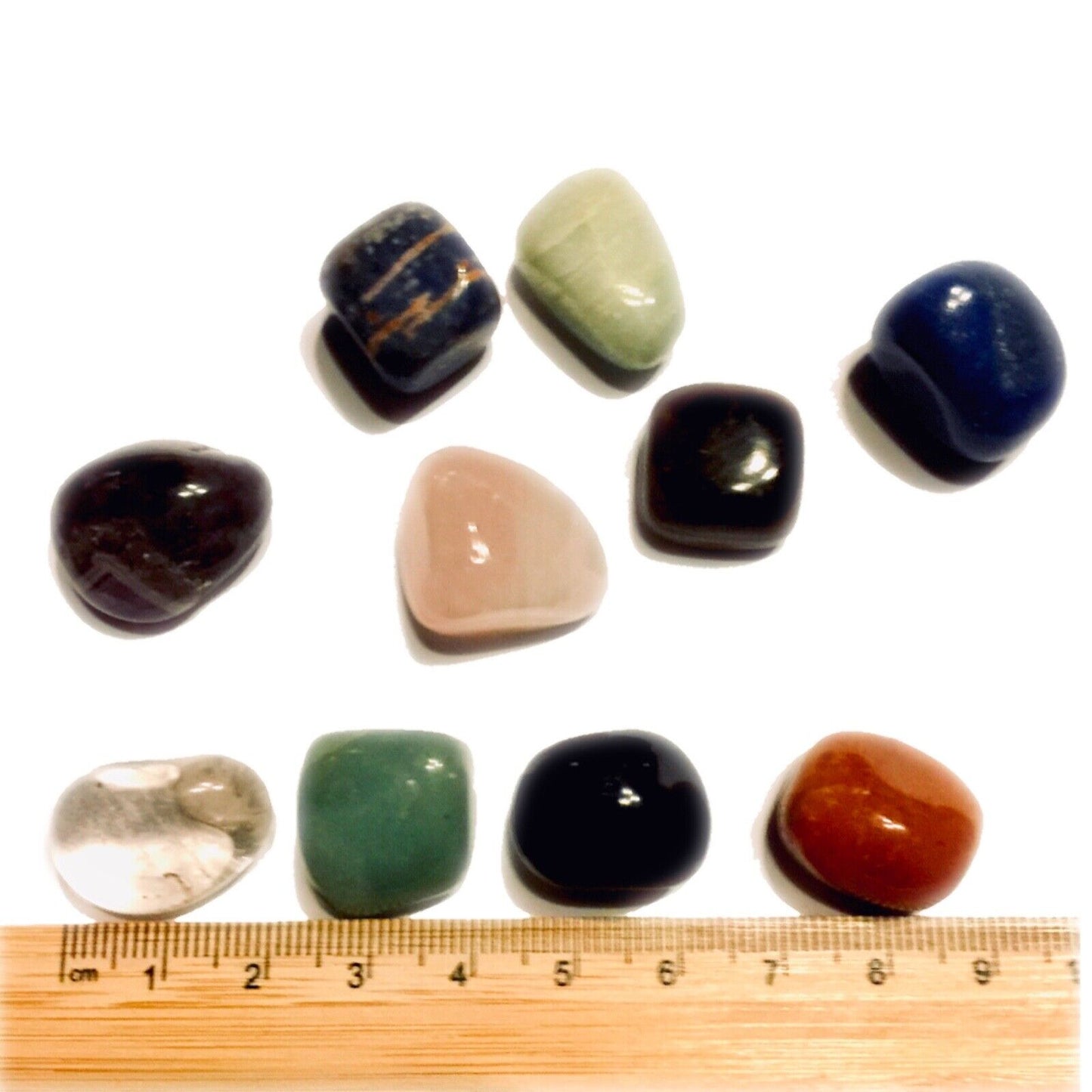 7pc Small or Large Chakra Crystals Natural Semi Precious Tumble Gemstone + Grid