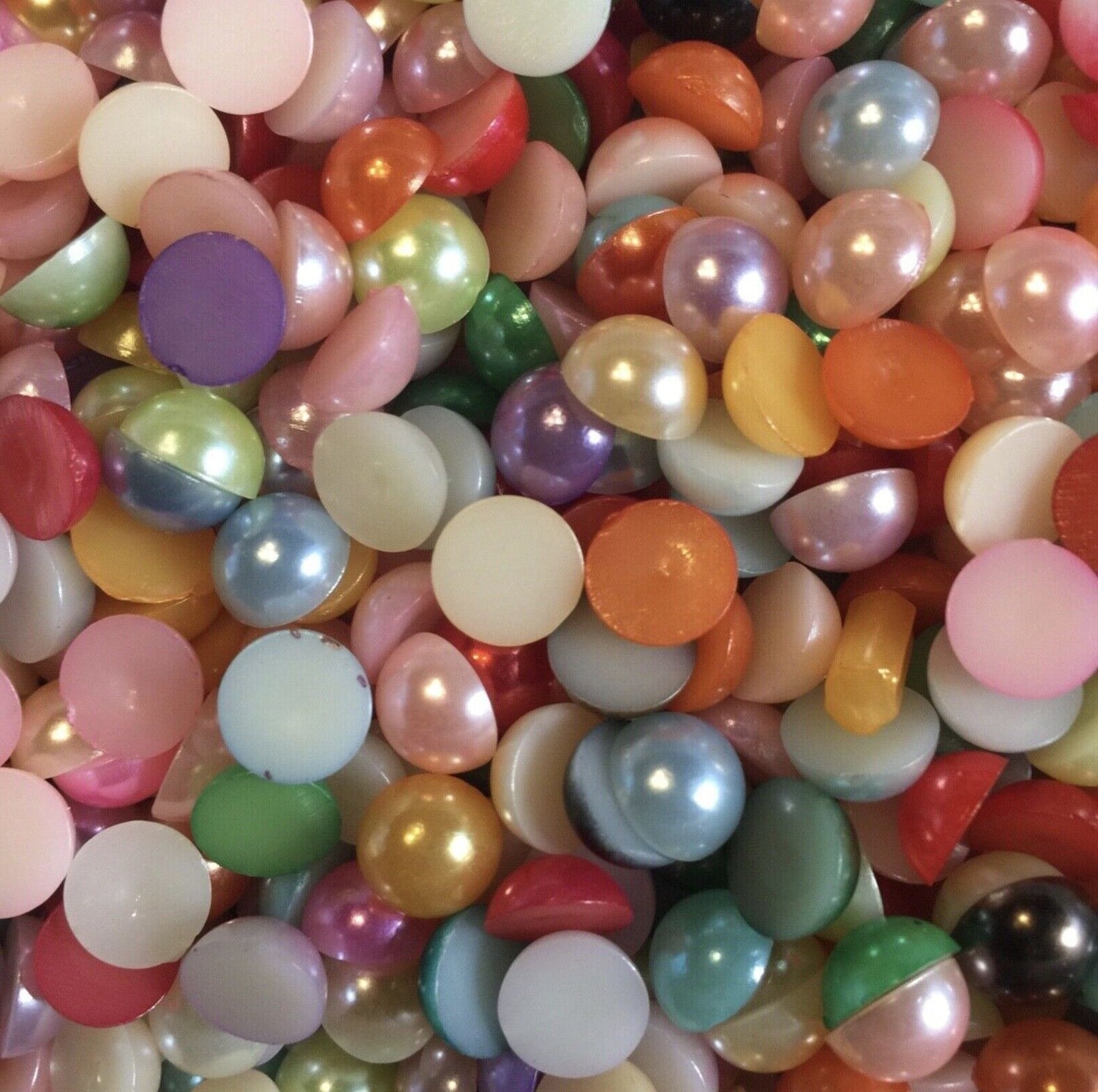 100x Half Pearl 10mm Flat-back Resin Beads - Choose Your Colour