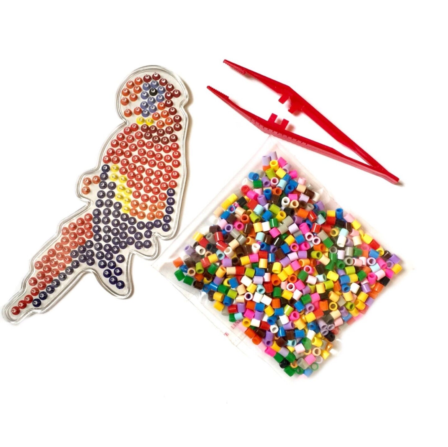 1x Set Mix Design Perler Peg Boards + 500x Multi Colour 5mm Iron On Fuse Beads B