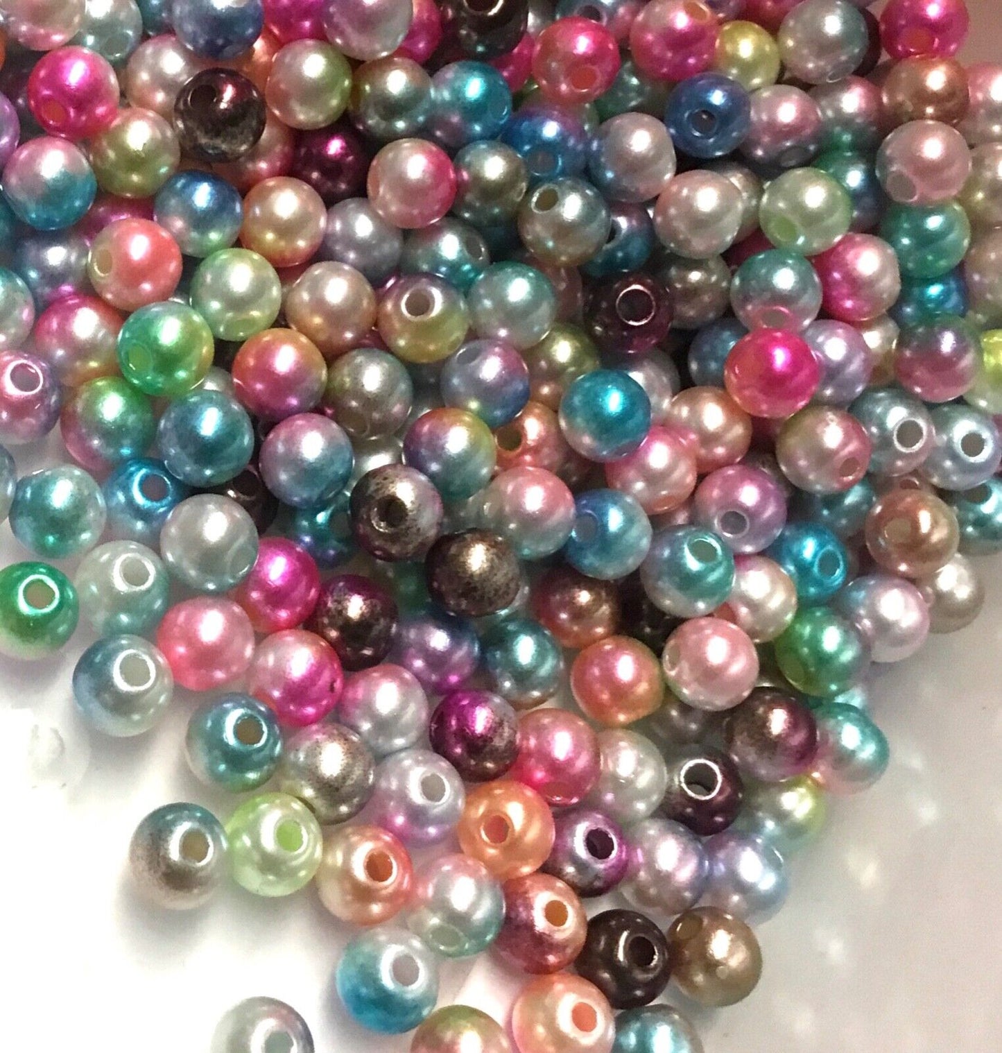 150x 6mm Rainbow Mermaid Faux Pearl Beads for Jewellery Craft Making