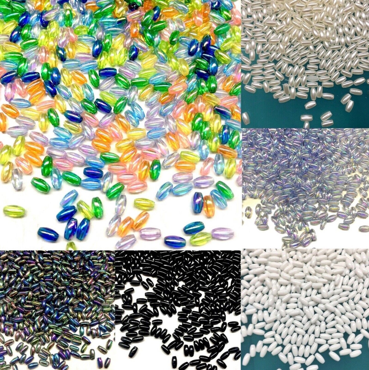 500 pcs Small Rice Pearl 6mmx3mm Acrylic Beads for Jewellery and Sewing Craft