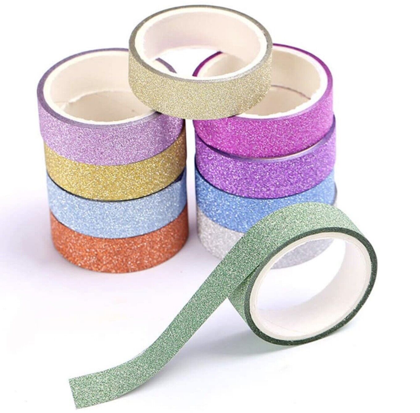 6x Roll Multi Colour 3mtrs 15mm Glitter Washi Tape - Pick Your Colour