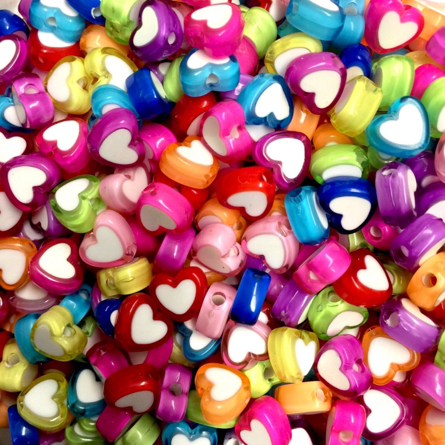 100x Heart Shape and Heart Design Acrylic Spacer Beads - Pick Your Style