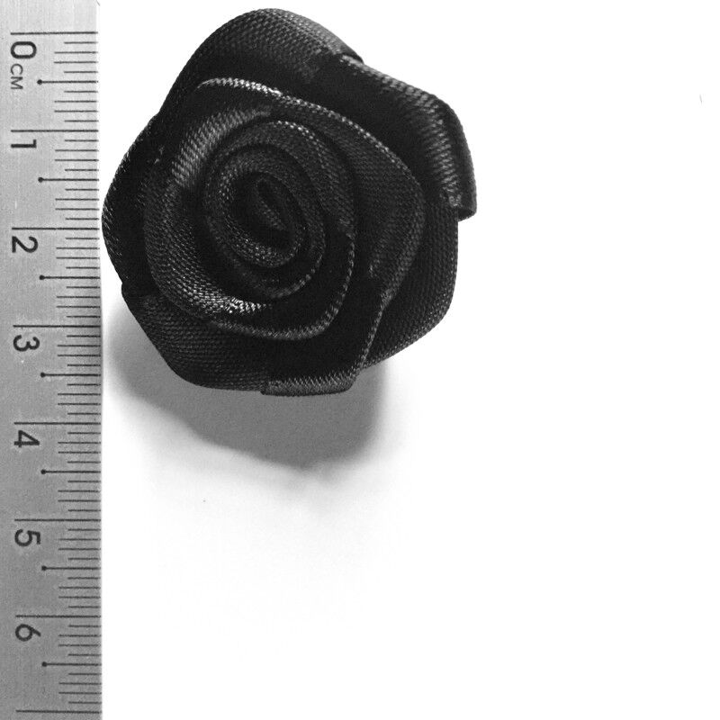 10x Handmade Large 25mm Satin Rose Flower Ribbon Applique -Pick Your Colour