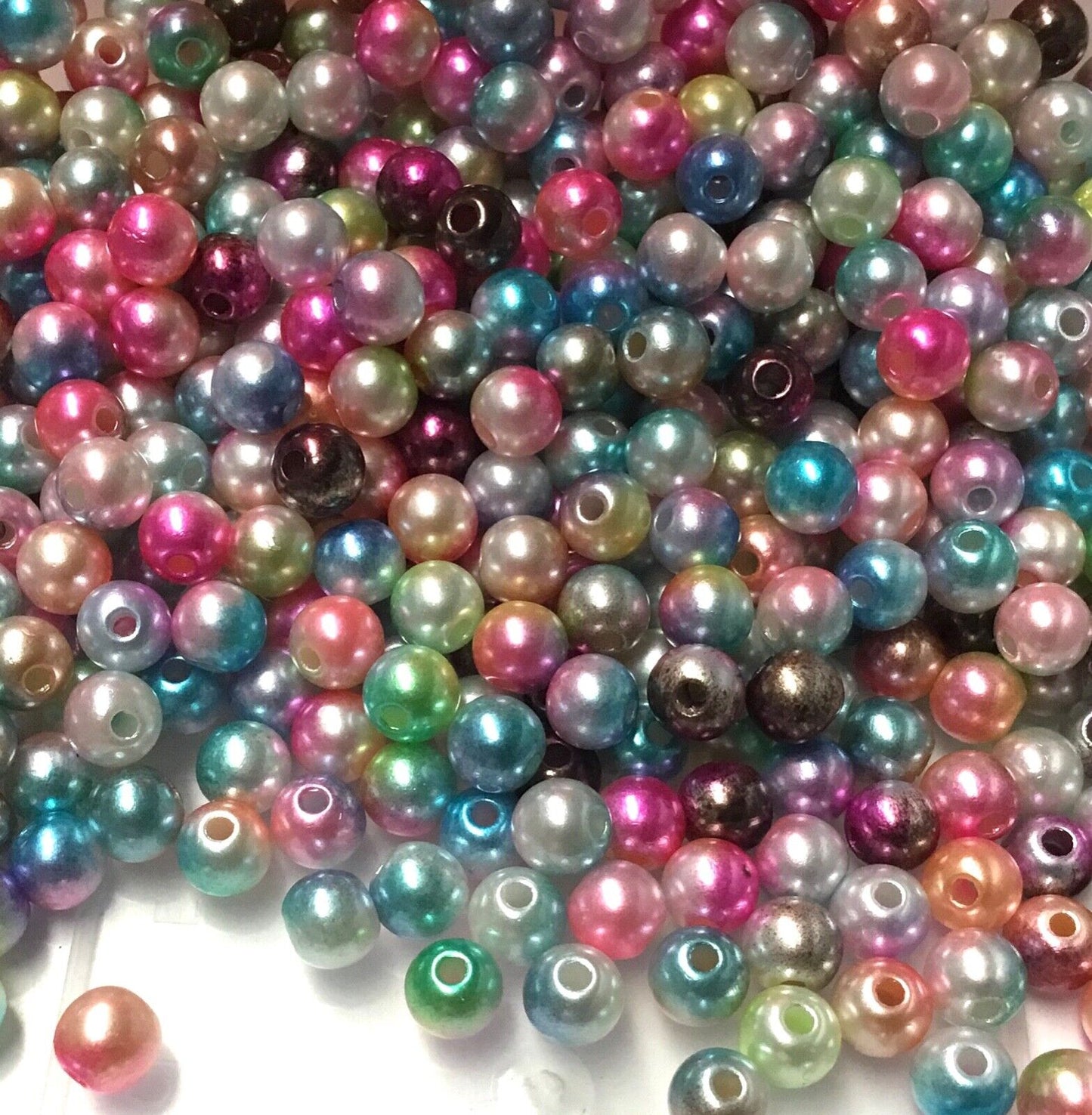 150x 6mm Rainbow Mermaid Faux Pearl Beads for Jewellery Craft Making