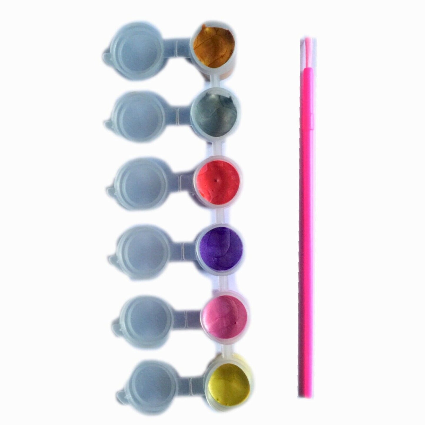 1x Set of 6 Mini Acrylic Paint Pots with Brush - 9 Colour Sets to Choose