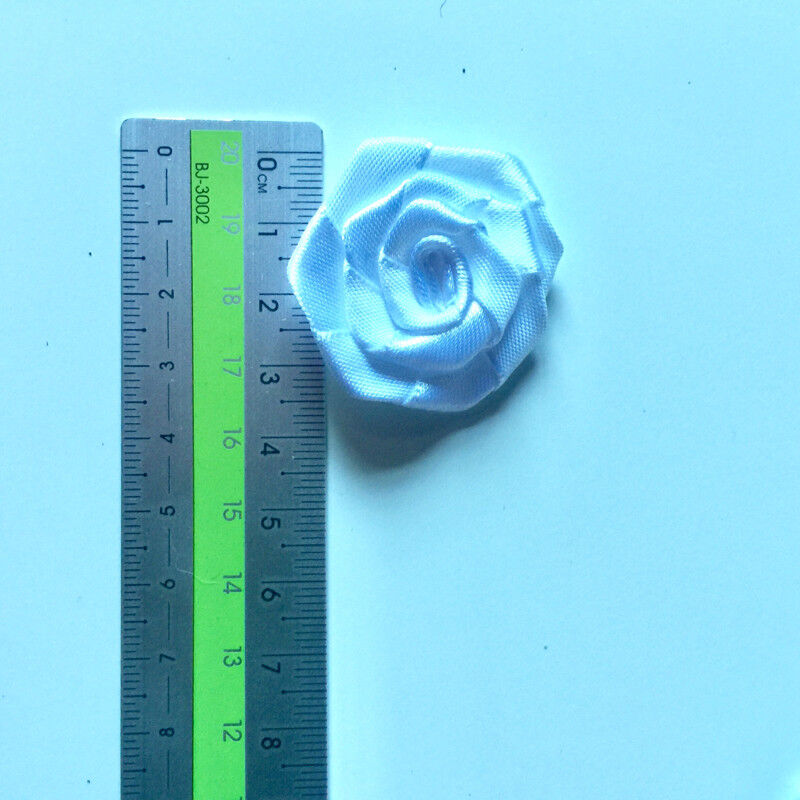 10x Handmade Large 25mm Satin Rose Flower Ribbon Applique -Pick Your Colour